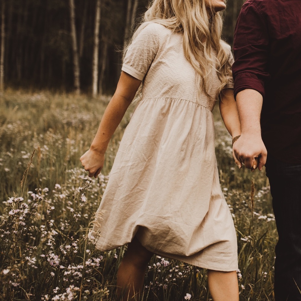 Cream Midi Length Babydoll Dress